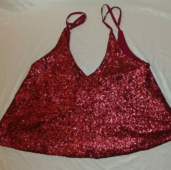 Tobi Tops - 💟Day! Garnet colored sequin swing top